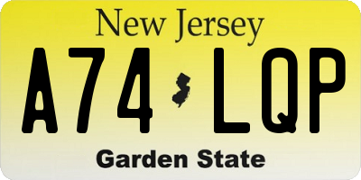 NJ license plate A74LQP