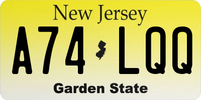 NJ license plate A74LQQ