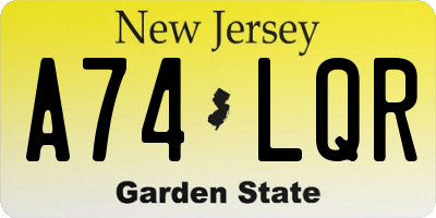 NJ license plate A74LQR