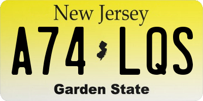NJ license plate A74LQS