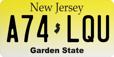 NJ license plate A74LQU