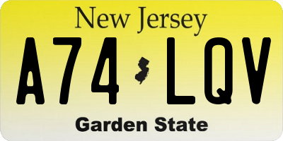 NJ license plate A74LQV