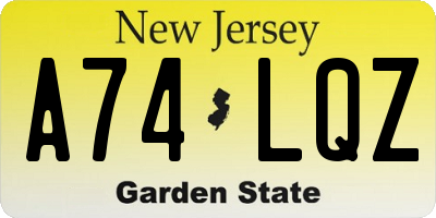 NJ license plate A74LQZ