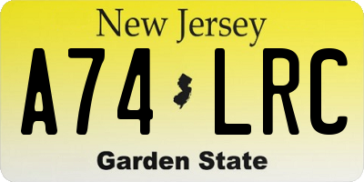 NJ license plate A74LRC