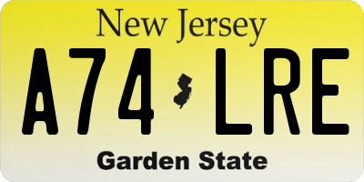 NJ license plate A74LRE