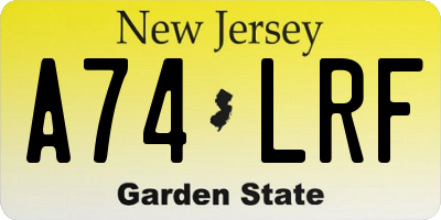 NJ license plate A74LRF