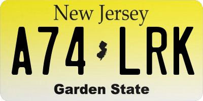 NJ license plate A74LRK