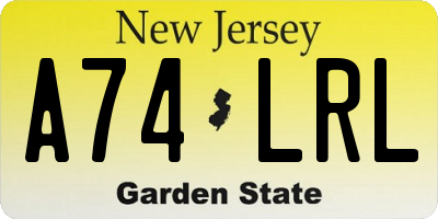 NJ license plate A74LRL