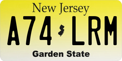 NJ license plate A74LRM