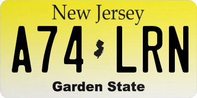 NJ license plate A74LRN