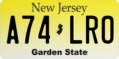 NJ license plate A74LRO