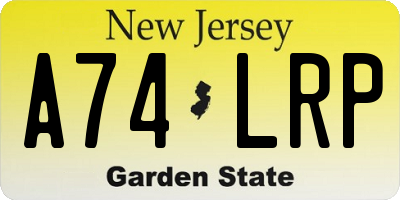 NJ license plate A74LRP