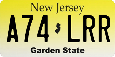 NJ license plate A74LRR