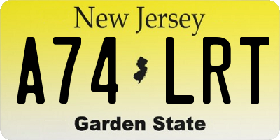 NJ license plate A74LRT