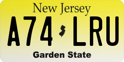 NJ license plate A74LRU