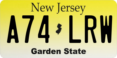 NJ license plate A74LRW