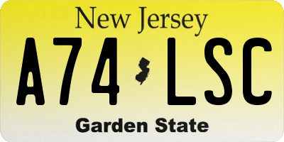 NJ license plate A74LSC