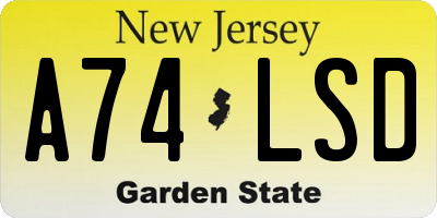 NJ license plate A74LSD