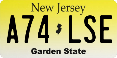 NJ license plate A74LSE