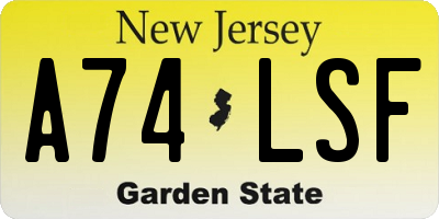 NJ license plate A74LSF