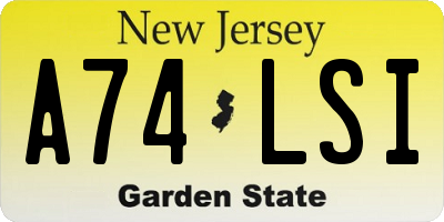 NJ license plate A74LSI