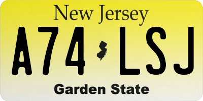 NJ license plate A74LSJ