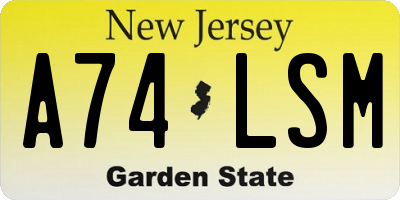 NJ license plate A74LSM