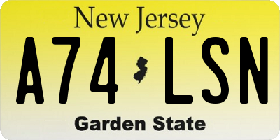 NJ license plate A74LSN