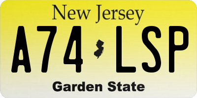 NJ license plate A74LSP