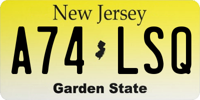 NJ license plate A74LSQ