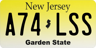 NJ license plate A74LSS