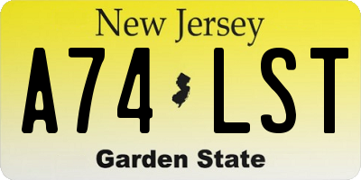 NJ license plate A74LST