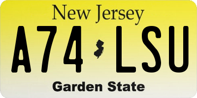 NJ license plate A74LSU
