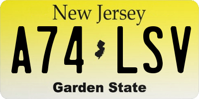 NJ license plate A74LSV