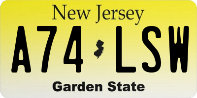 NJ license plate A74LSW