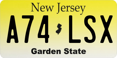 NJ license plate A74LSX