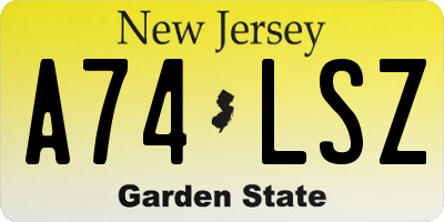 NJ license plate A74LSZ
