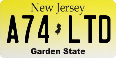 NJ license plate A74LTD