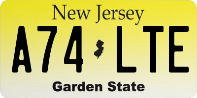 NJ license plate A74LTE