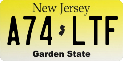 NJ license plate A74LTF