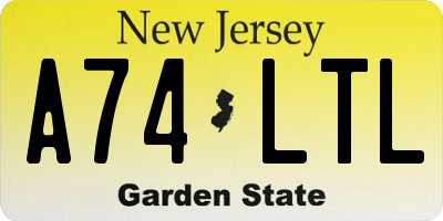 NJ license plate A74LTL