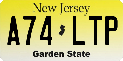 NJ license plate A74LTP
