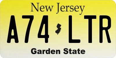 NJ license plate A74LTR
