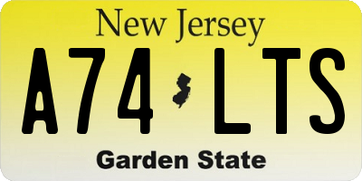 NJ license plate A74LTS