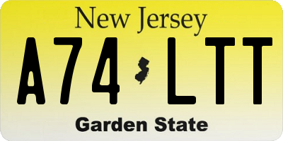 NJ license plate A74LTT