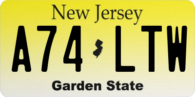 NJ license plate A74LTW