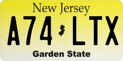 NJ license plate A74LTX