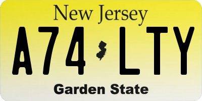 NJ license plate A74LTY