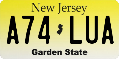 NJ license plate A74LUA