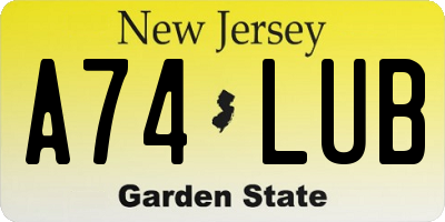 NJ license plate A74LUB